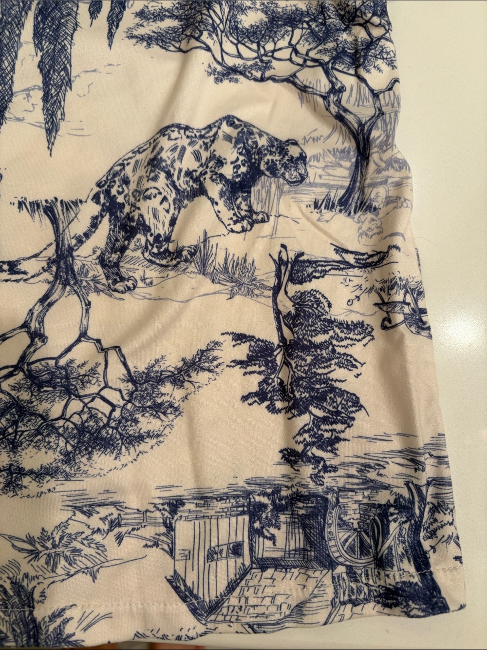 Blue & White Toile Short Pajama Set - Classic Sleepwear - Picture 6 of 14